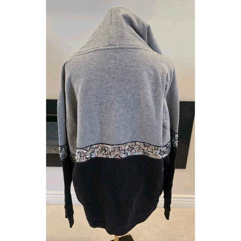 Victoria's Secret PINK Gray Marled Sequin Hoodie SZ M Y2K 2000s Athleisure
